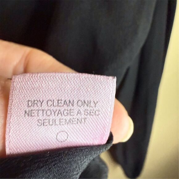 Calypso Women's Black Silk Long Sleeve Tie Neck Blouse Size‎ Small Office Modest - Picture 4 of 7